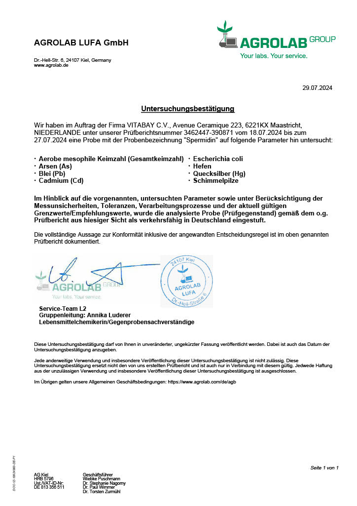 Laborzertifikat im A4-Format