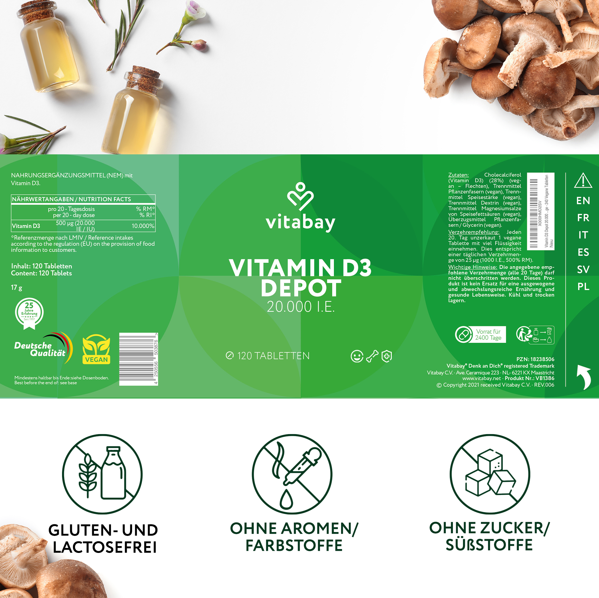 Vitamin D3 Depot 20.000 I.E. - vegane Tabletten