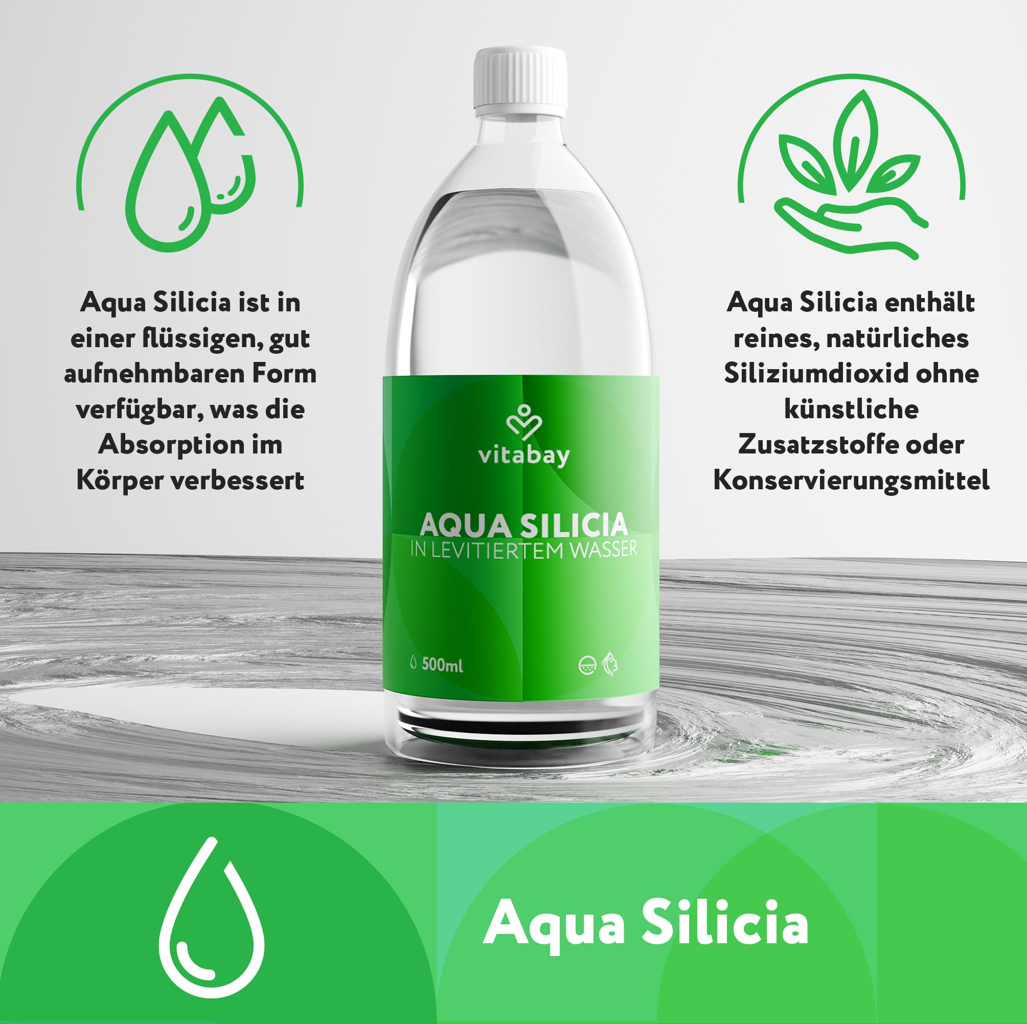 Aqua Silica - Organisch Kolloidales Silizium in levitiertem Wasser - 500ml