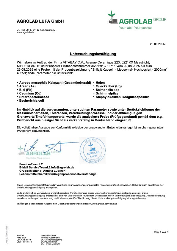 Laborzertifikat im A4-Format