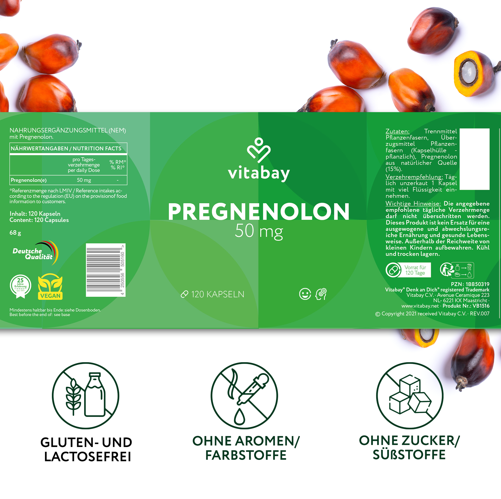 Pregnenolon 50 mg – vegane Kapseln