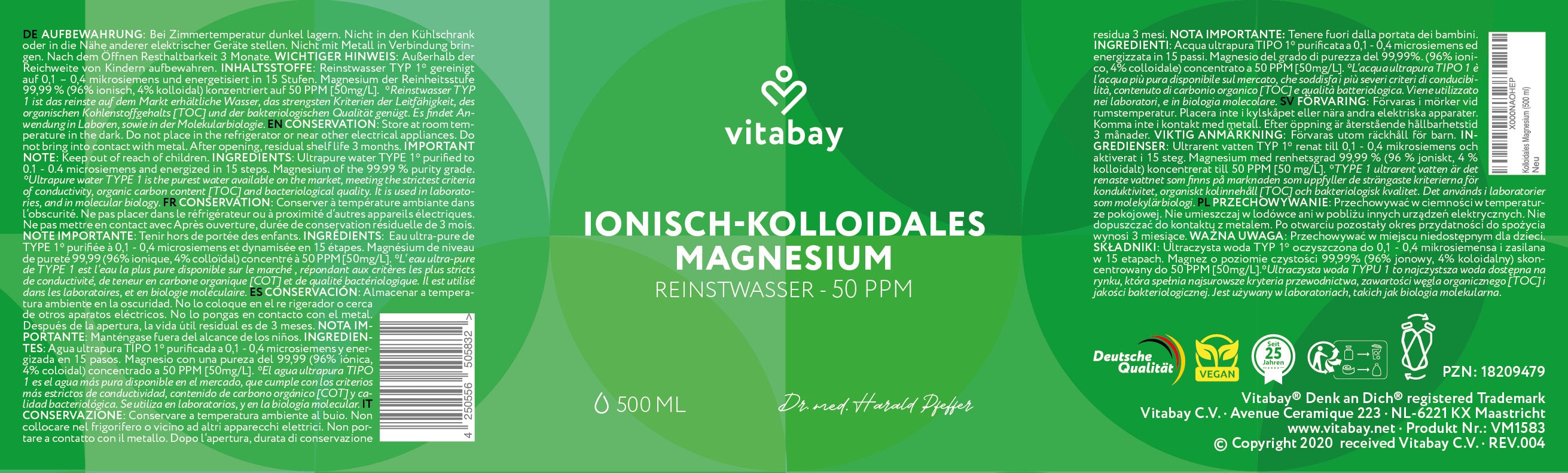 Kolloidales Magnesium 50 PPM - hoch konzentriert (Reinheitsstufe 99,99%)