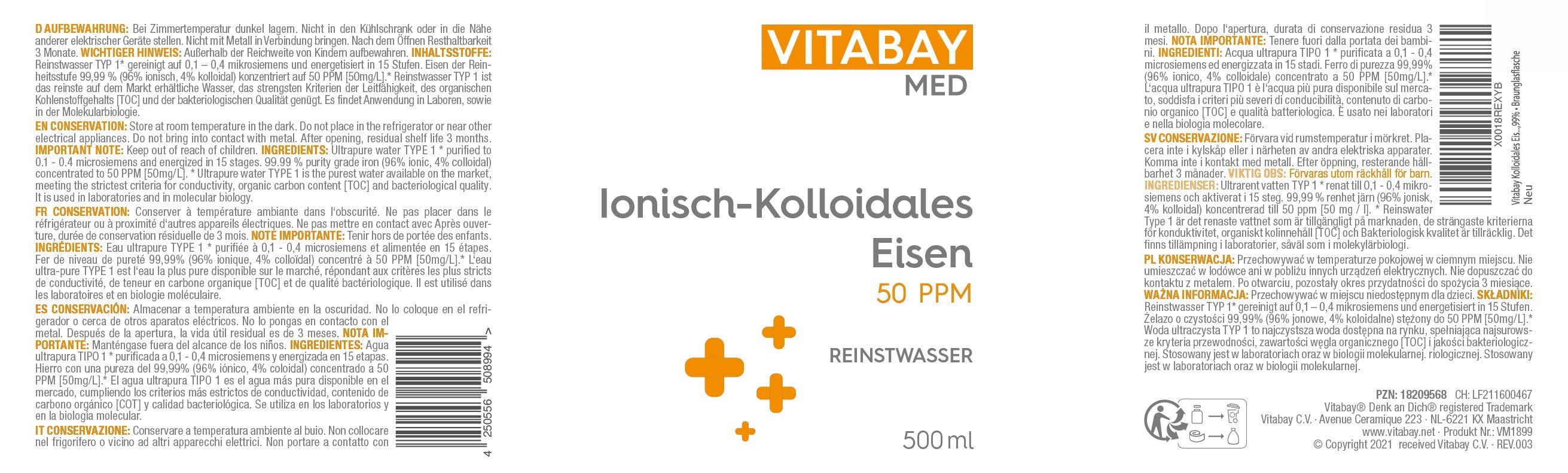 Kolloidales Eisen 50 PPM - Reinheitsstufe 99,99%