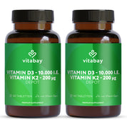 Vitamin D3 Depot 10.000 I.E. + Vitamin K2 200mcg  - 180 vegane Tabletten