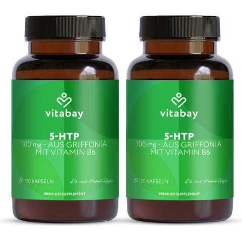 5-HTP 100 mg mit Vitamin B6 – 120 vegane Kapseln – aus Griffonia