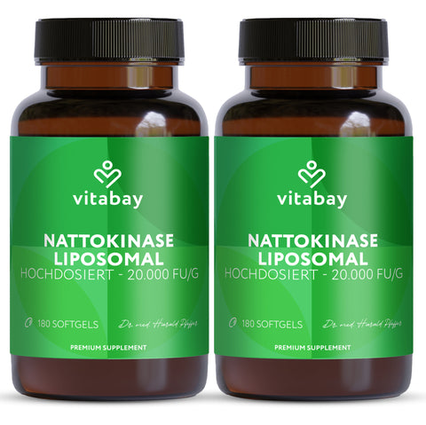 Nattokinase liposomal 100 mg - 20.000 FU - 180 Vegane Softgels