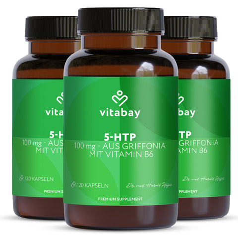 5-HTP 100 mg mit Vitamin B6 – 120 vegane Kapseln – aus Griffonia