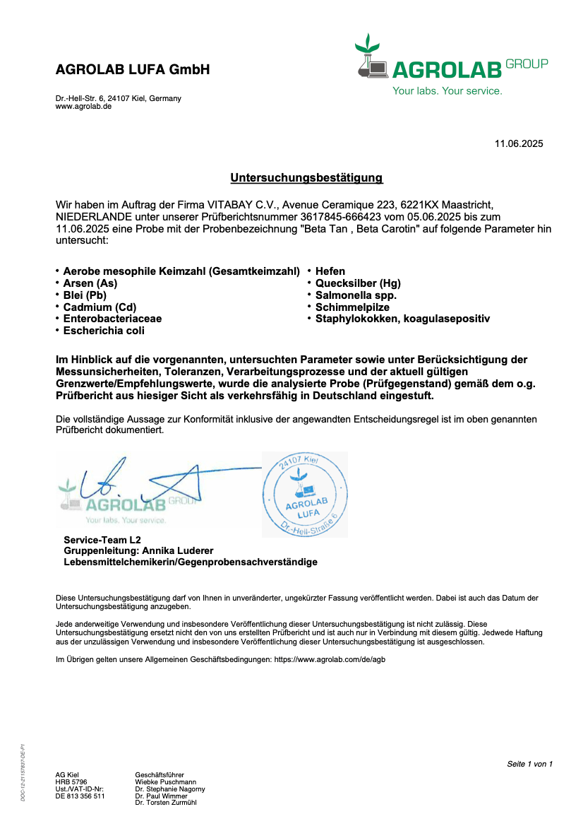 Laborzertifikat im A4-Format