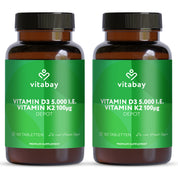 Vitamin D3 Depot 5000 IE + Vitamin K2 100mcg  - 180 vegane Tabletten