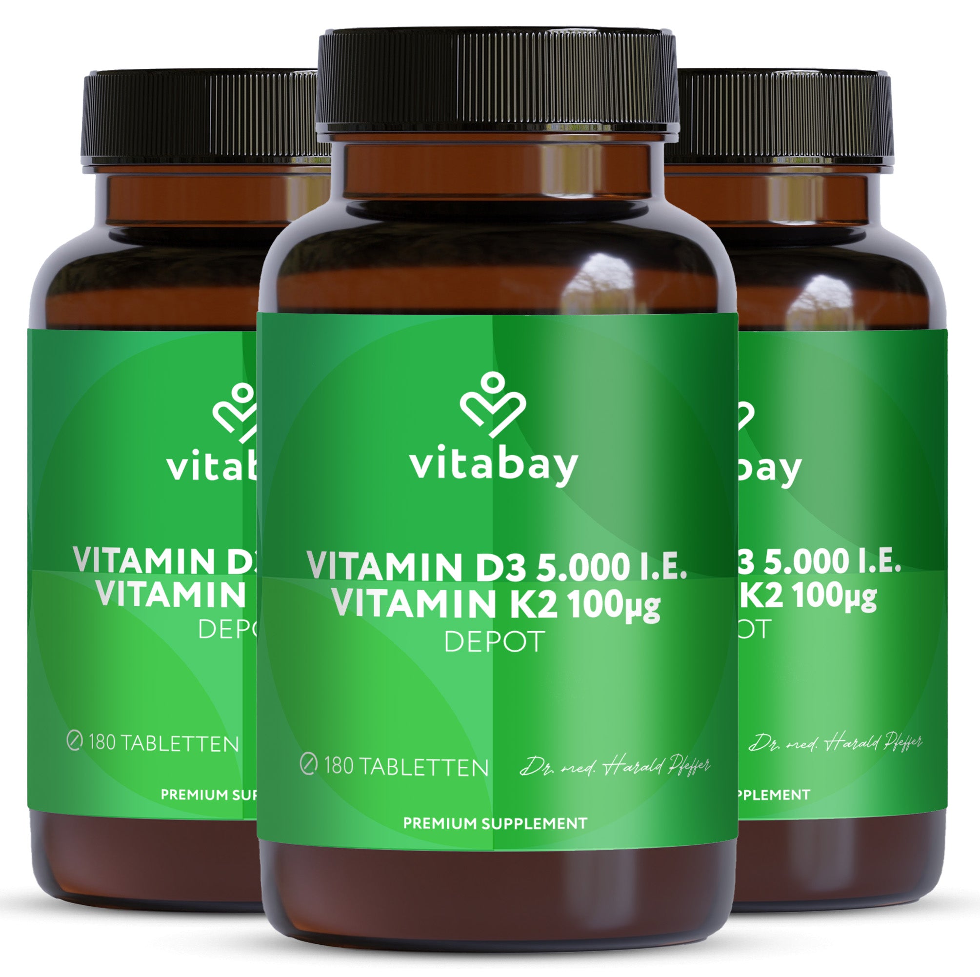 Vitamin D3 Depot 5000 IE + Vitamin K2 100mcg  - 180 vegane Tabletten