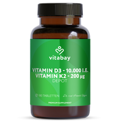 Vitamin D3 Depot 10.000 I.E. + Vitamin K2 200mcg  - 180 vegane Tabletten