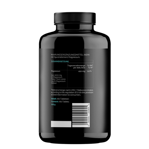 Magnesium Malate 3000mg - 180 vegane Tabletten