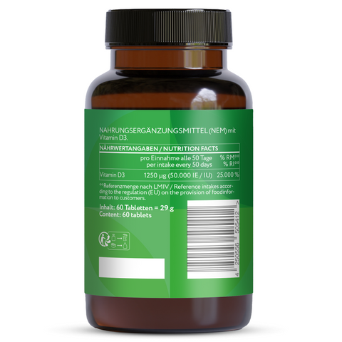 Vitamin D3 Depot 50.000 I.E. - vegane Tabletten