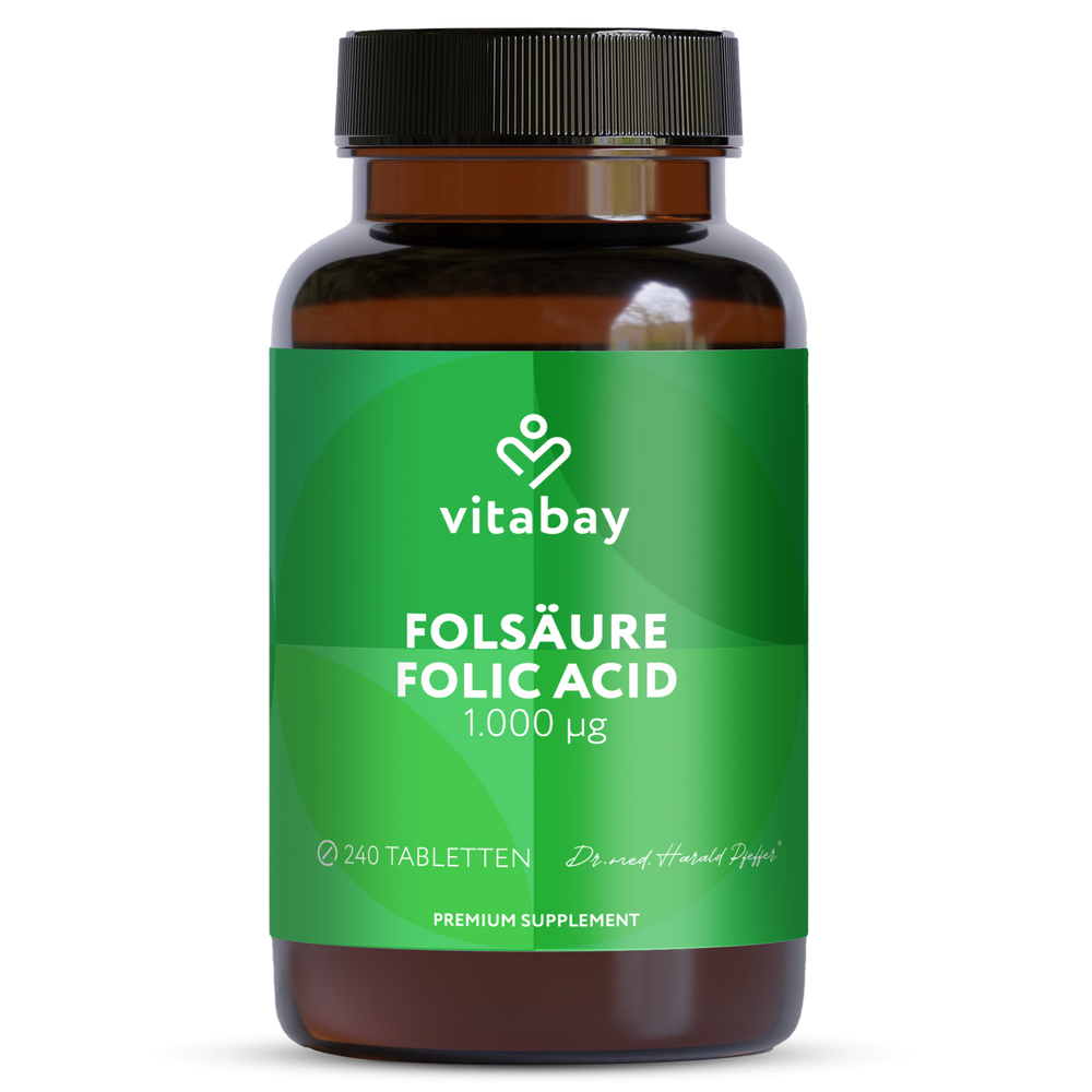 Folsäure - Folic Acid - 1000 mcg - 240 vegane Tabletten