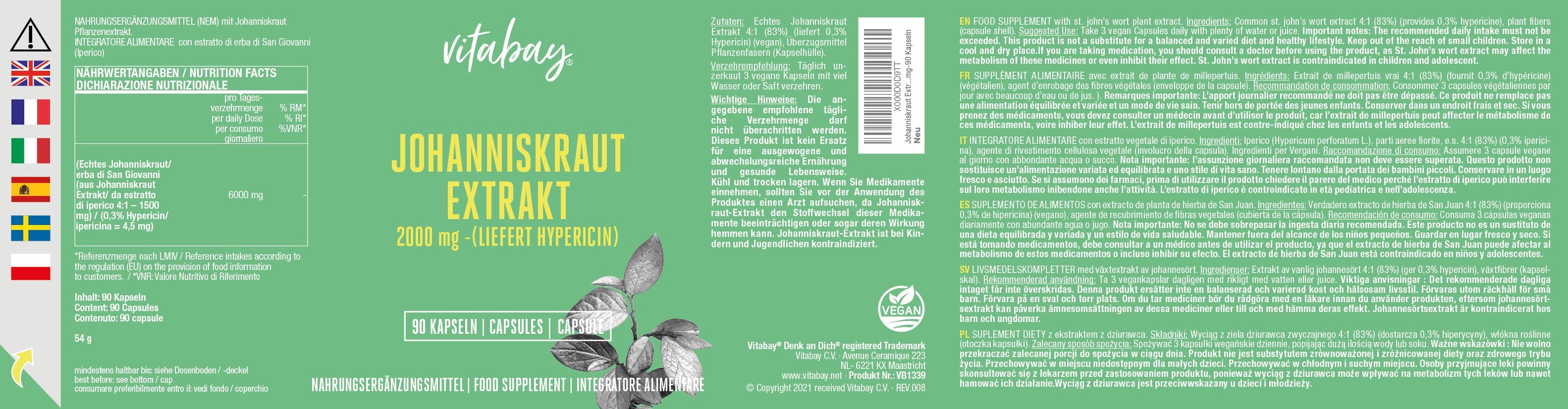 Johanniskraut Extrakt 2000 mg - 90 vegane Kapseln