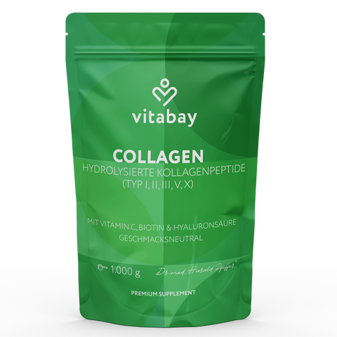 Kollagen Pulver Komplex - Hydrolysierte Kollagenpeptide (Typ I, II, III, V, X) +  Mit Vitamin C, Biotin & Hyaluronsäure  - 1kg