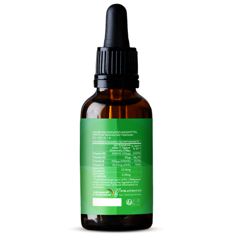 DEKA 5000 – Premium-Öl mit  Vitamin D3, K2, A & E - 60 ml / 1.800 Tropfen